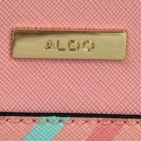 Aldo Pink Bon Voyage Travel Themed Clasp Close Suitcase Luggage Crossbody Purse - Picture 15 of 16